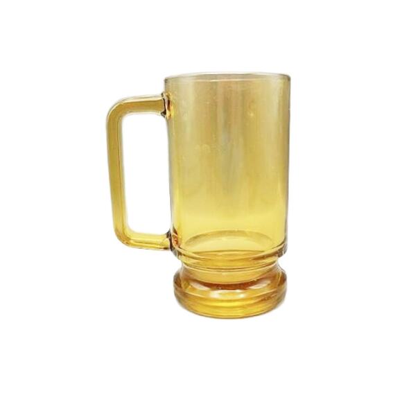 Mid Century Amber Glass Beer Stein, Set of 4 - Picture 7 of 9